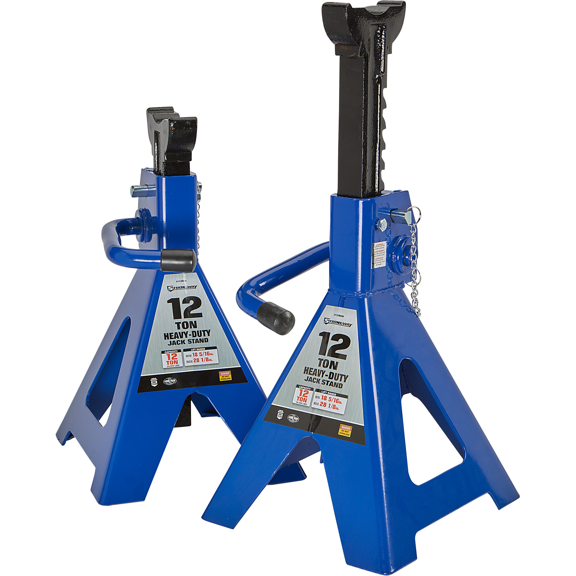 Strongway Double-Locking Jack Stands, Pair, 24,000-Lb. Capacity, 18in.–30in. Lift Range